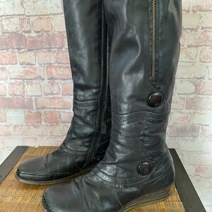 Miz Mooz Black Leather Mid-Calf Boots